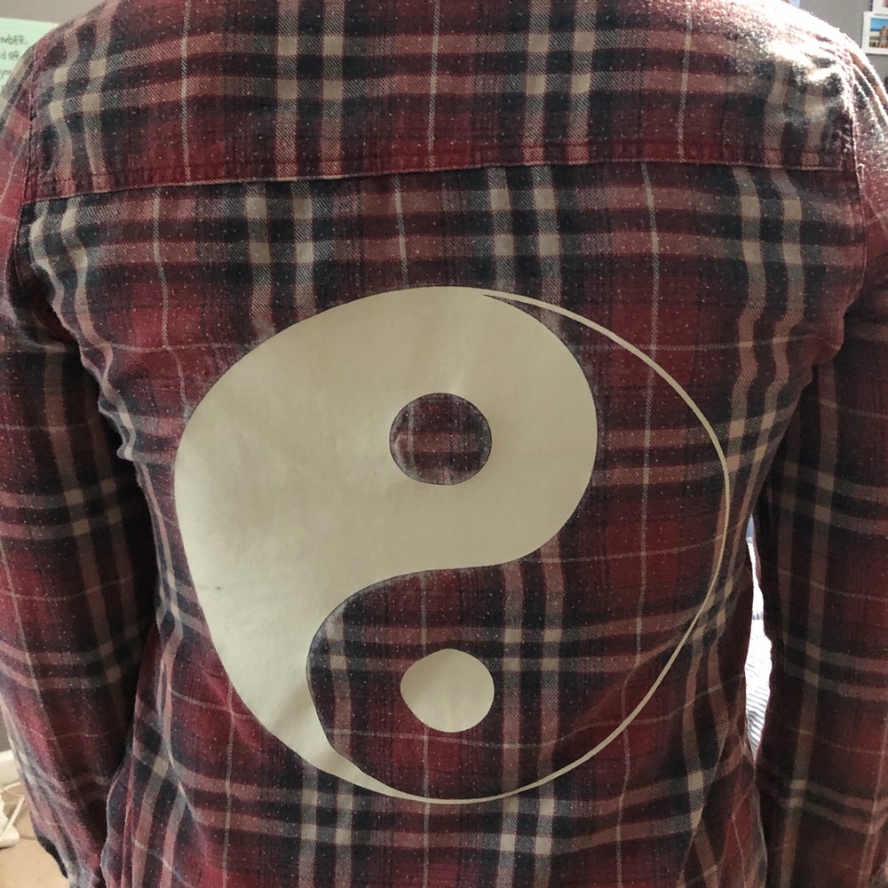 Prolly Esther flannel with ying yang on the back